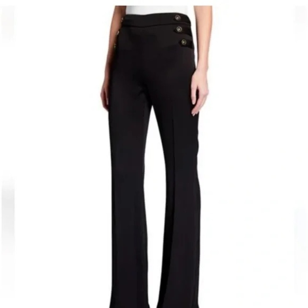 VERONICA BEARD Romily Buttoned Flare Satin Trouser Pants Size 2 Black